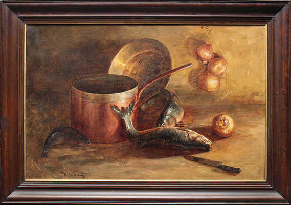 Клевер Юлий Юльевич (младший). Натюрморт с рыбой и кухонной утварью